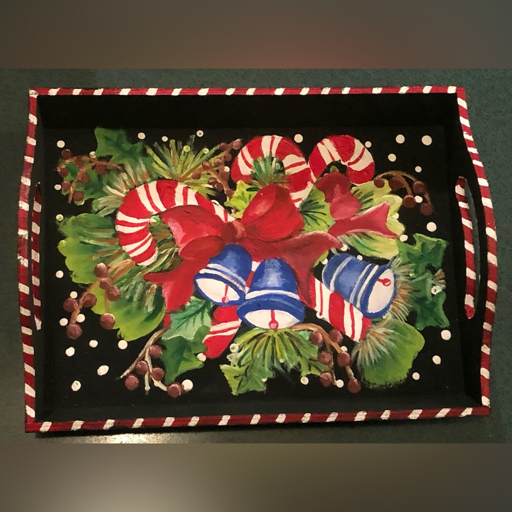 Holiday Wood Trinket Tray